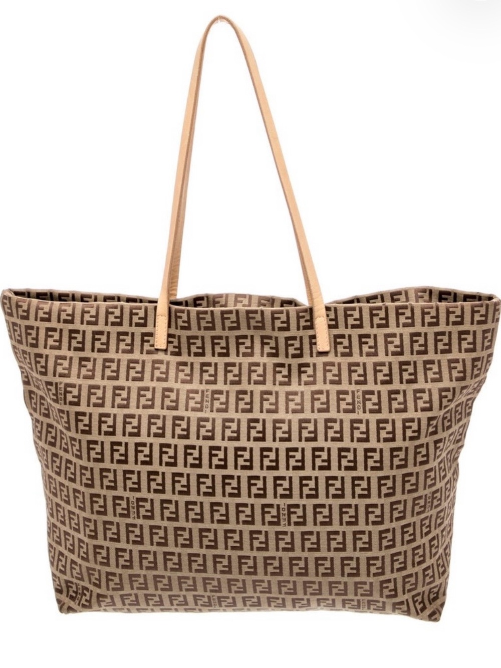 Authentic Fendi Zucchino Canvas Tote neutral tones